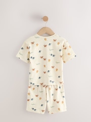 Blue/Ecru Mini Animal Short Pyjamas 3 Pack (9mths-8yrs) - Image 7 of 11