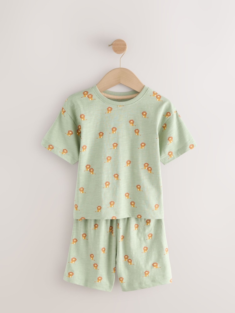 Blue/Ecru Mini Animal Short Pyjamas 3 Pack (9mths-8yrs) - Image 8 of 11