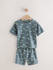 Blue/Ecru Mini Animal Short Pyjamas 3 Pack (9mths-8yrs) - Image 9 of 11