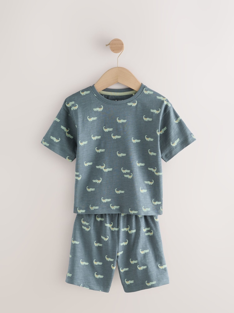 Blue/Ecru Mini Animal Short Pyjamas 3 Pack (9mths-8yrs) - Image 9 of 11