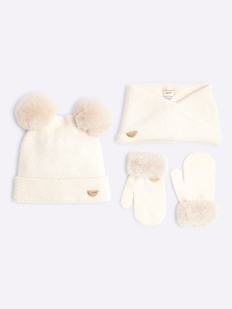 Buy River Island Cream Girls Core Hat Bundle from the Next UK