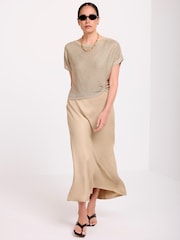 Mint Velvet Gold Woven Mix Metallic Dress - Image 1 of 8