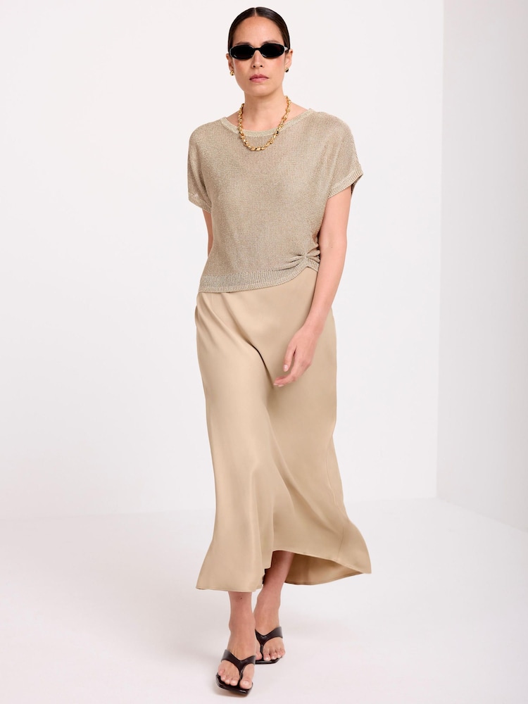Mint Velvet Gold Woven Mix Metallic Dress - Image 1 of 8 Mint Velvet Gold Woven Mix Metallic Dress - Image 1 of 8
