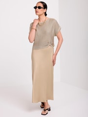 Mint Velvet Gold Woven Mix Metallic Dress - Image 2 of 8