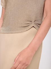 Mint Velvet Gold Woven Mix Metallic Dress - Image 5 of 8