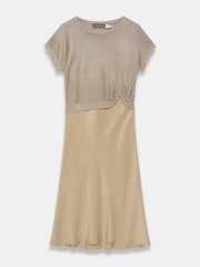 Mint Velvet Gold Woven Mix Metallic Dress - Image 7 of 8