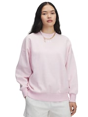 Under Armour Pink Oversized Rival Fleece Crew Sweatshirt - Image 1 of 2