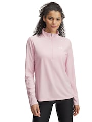 Under Armour Pink Tech Twist 1/2 Zip Sweat Top - Image 1 of 3