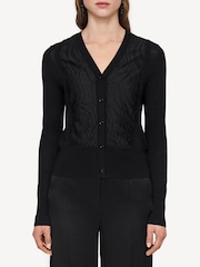 Joseph Black Lace And Knit Cardigan - Image 1 of 5