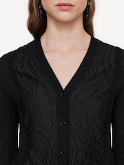 Joseph Black Lace And Knit Cardigan - Image 4 of 5