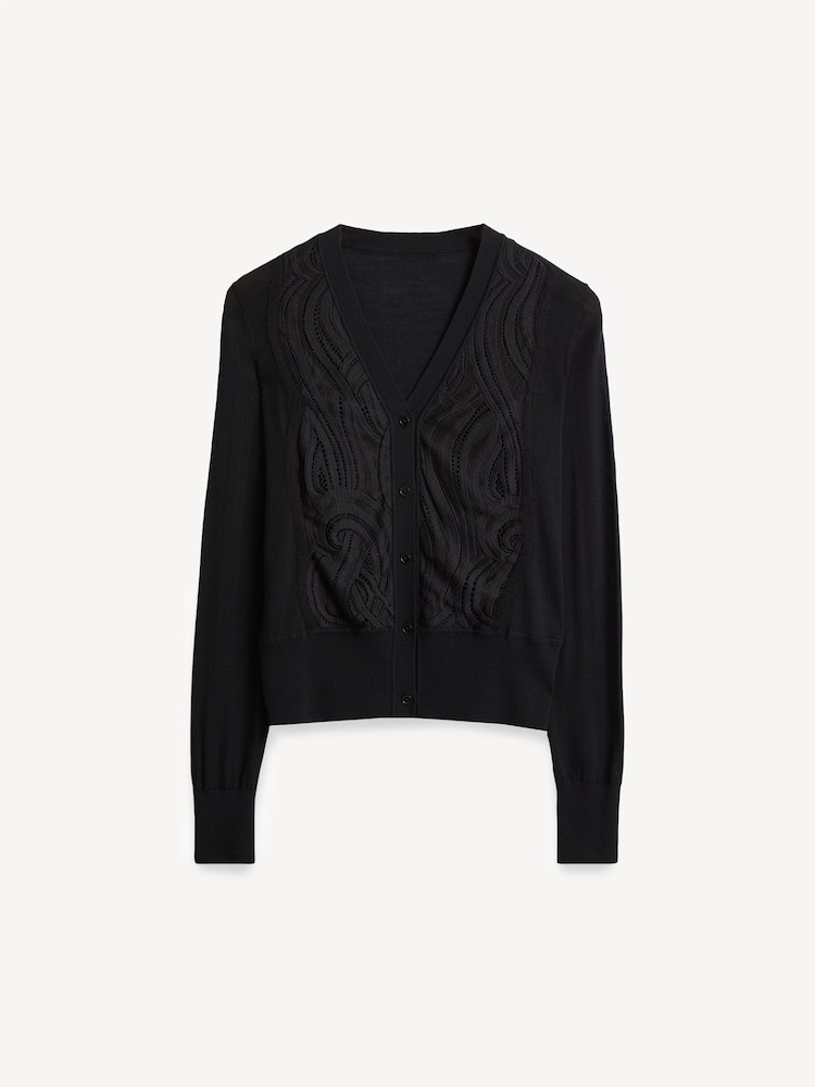 Joseph Black Lace And Knit Cardigan - Image 5 of 5