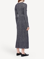 Joseph Silver Metallic Ribbed Midi Dress - Image 2 of 5