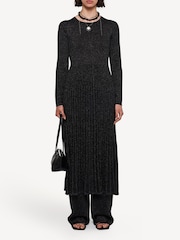 Joseph Black Metallic Ribbed Midi Dress - Image 1 of 4
