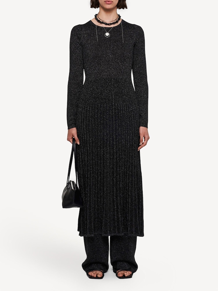 Joseph Black Metallic Ribbed Midi Dress - Image 1 of 4