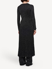 Joseph Black Metallic Ribbed Midi Dress - Image 2 of 4