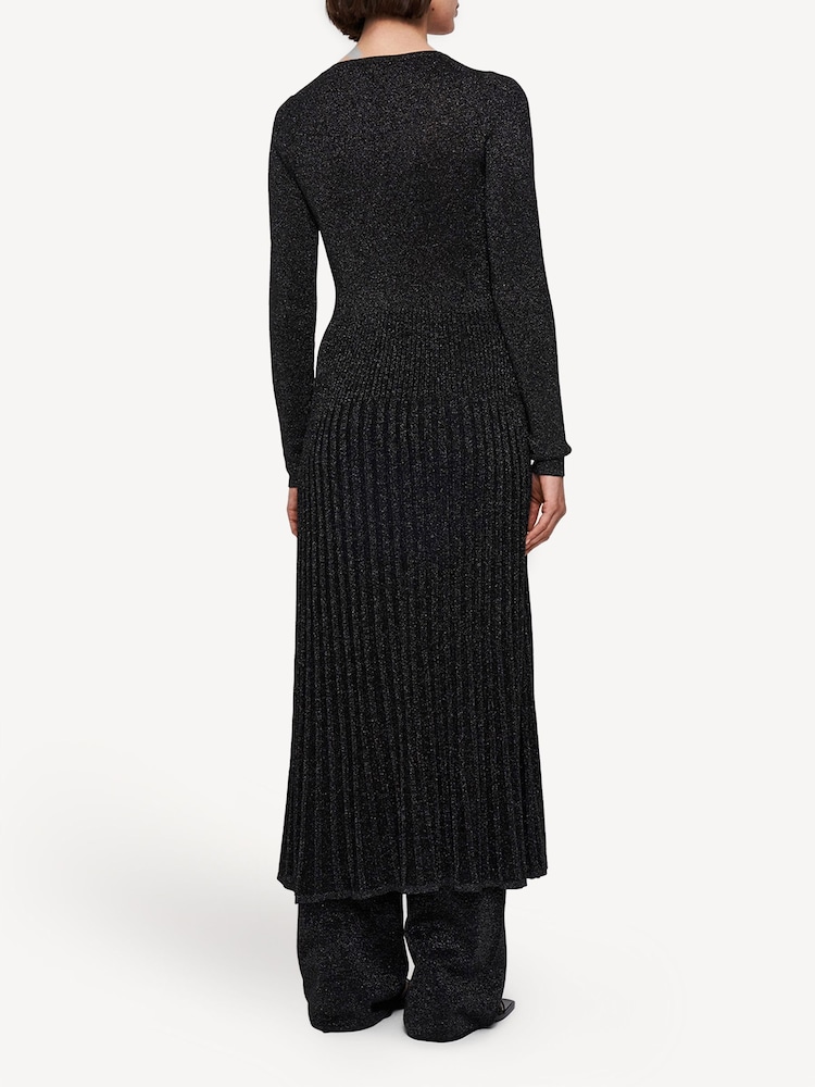 Joseph Black Metallic Ribbed Midi Dress - Image 2 of 4