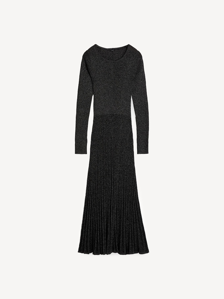 Joseph Black Metallic Ribbed Midi Dress - Image 4 of 4