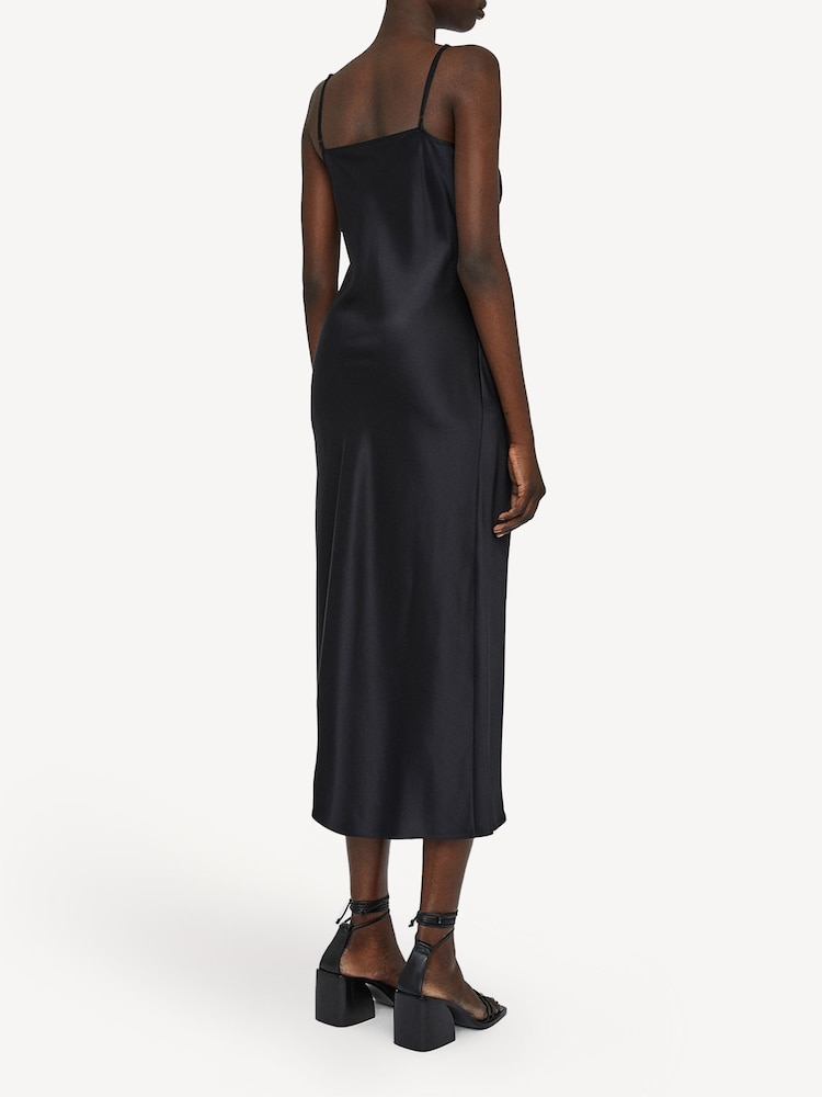 Joseph Black Clea Silk Satin Strap Midi Dress - Image 2 of 4 Joseph Black Clea Silk Satin Strap Midi Dress - Image 2 of 4