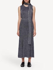 Joseph Silver Metallic Ribbed Midi Skirt - Image 1 of 4