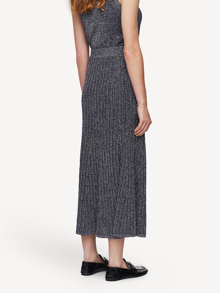 Joseph Silver Metallic Ribbed Midi Skirt - Image 2 of 4