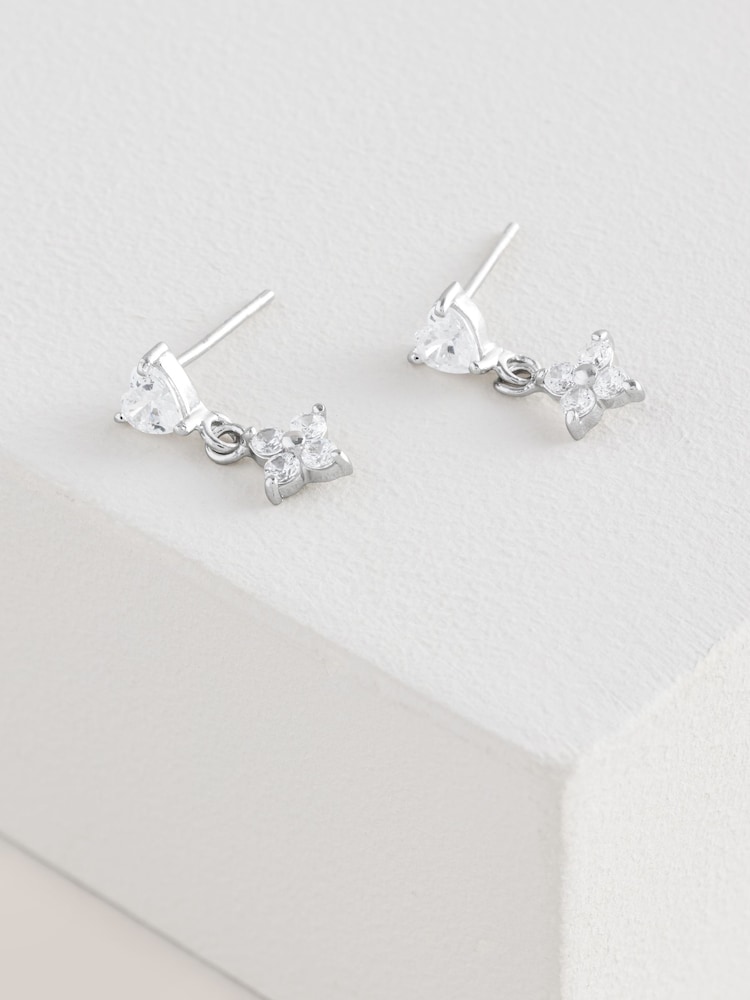 Sterling Silver Cubic Zirconia Tone Heart Drop Earrings - Image 3 of 3