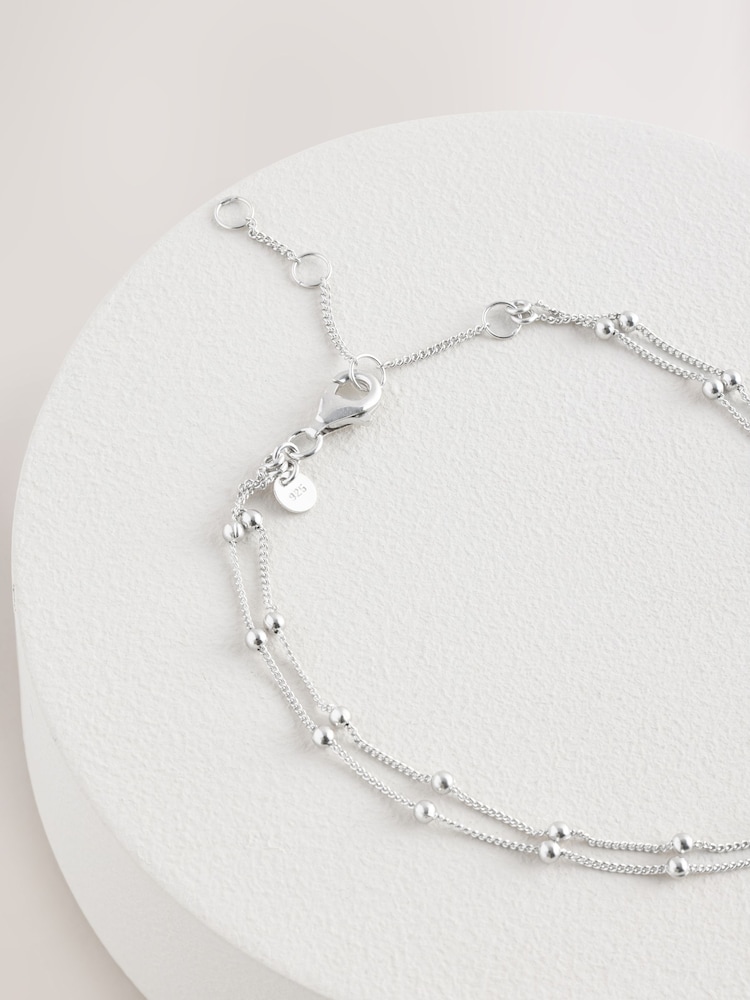 Sterling Silver 2 Row Ball Chain Bracelet - Image 2 of 3