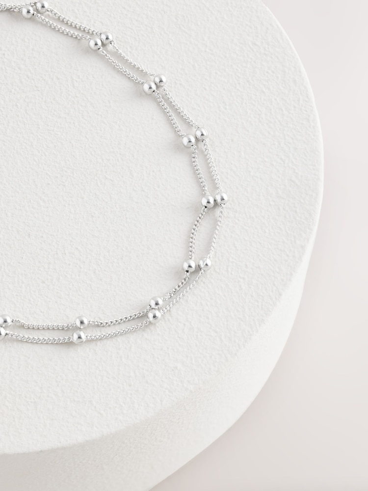 Sterling Silver 2 Row Ball Chain Bracelet - Image 3 of 3 Sterling Silver 2 Row Ball Chain Bracelet - Image 3 of 3