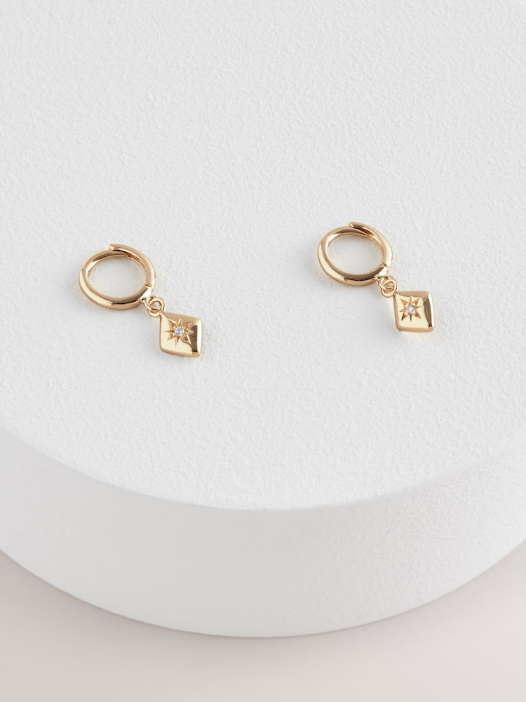 Gold Plated Star Charm Hoop Earrings - Image 1 of 1