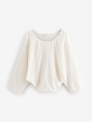 Ecru Long Sleeve Batwing Textured Blouse - Image 5 of 7