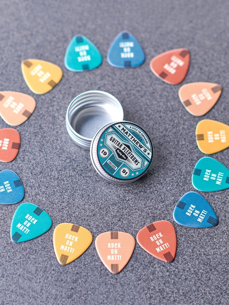 Personalised Colourful Guitar Plectrums In Tin by Oakdene - Image 2 of 4