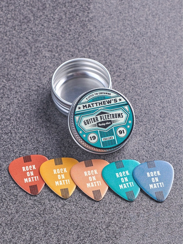 Personalised Colourful Guitar Plectrums In Tin by Oakdene - Image 4 of 4