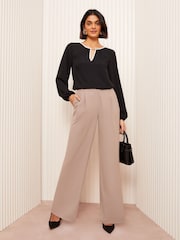 Friends Like These Black Long Sleeve Tipped Trim Blouse - Image 2 of 4