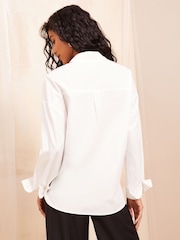 Friends Like These White Cotton Poplin Shirt With Piped Lining - Image 4 of 4