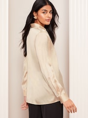 Friends Like These Neutral Satin Button Through Shirt - Image 4 of 4