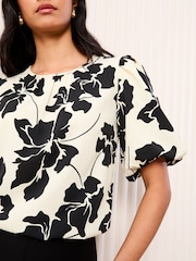 Friends Like These Black/White Bubble Short Sleeve Blouse - Image 3 of 4