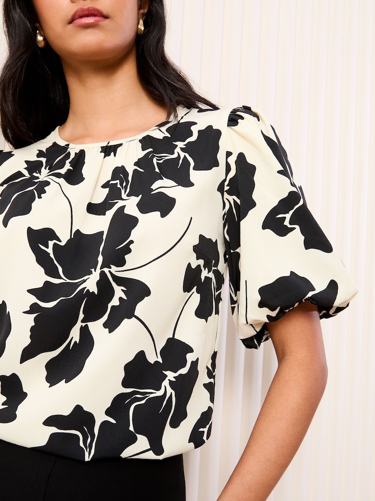 Friends Like These Black/White Bubble Short Sleeve Blouse - Image 3 of 4