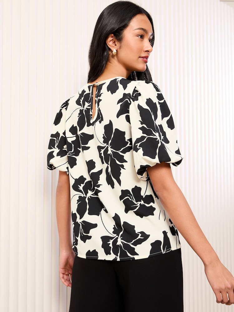 Friends Like These Black/White Bubble Short Sleeve Blouse - Image 4 of 4