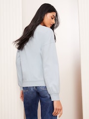 Friends Like These Blue Long Sleeve Crew Neck Embroidered Cutwork Sweatshirt - Image 4 of 4