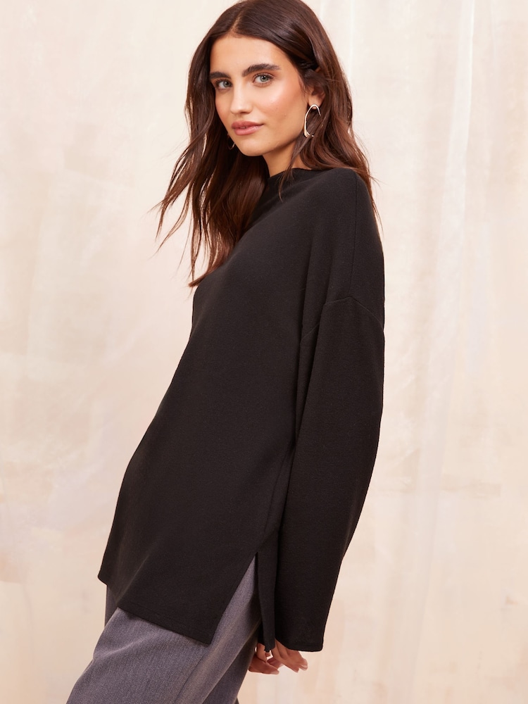 Friends Like These Black Long Sleeve Cosy Funnel Neck Top - Image 4 of 4
