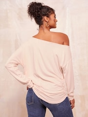 Friends Like These Cream Cosy Slash Neck Button Detail Top - Image 2 of 4