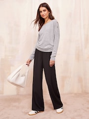 Grey - Friends Like These Cosy Slash Neck Button Detail Top - Image 2 of 4