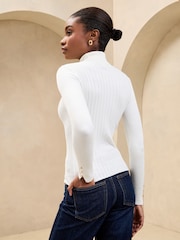 Lipsy Ivory Ribbed Roll Neck Knit Jumper - Image 4 of 4