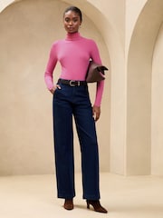 Lipsy Pink Ribbed Roll Neck Knit Jumper - Image 2 of 4