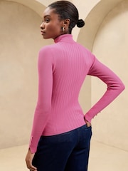 Lipsy Pink Ribbed Roll Neck Knit Jumper - Image 3 of 4