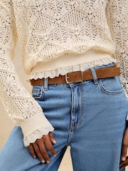 Lipsy Ivory Slash Neck Crochet Broderie Frill Knitted Long Sleeve Top - Image 4 of 4