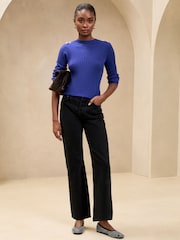 Lipsy Blue Ribbed Button Knitted Long Sleeve Top - Image 2 of 4