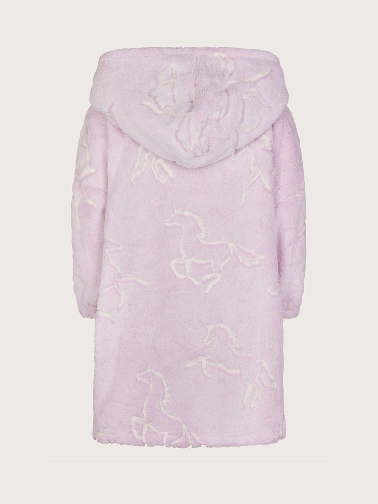 Monsoon Pink Fleece Unicorn Print Blanket Hoodie - Image 2 of 3