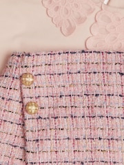 Monsoon Pink Long Sleeve Collar Top And Tweed Skirt Set - Image 4 of 4