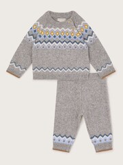 Monsoon Grey Newborn Fairisle Pattern Winter Set - Image 1 of 3