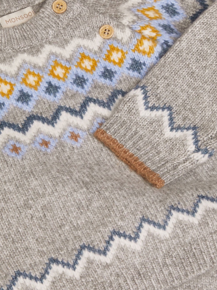Monsoon Grey Newborn Fairisle Pattern Winter Set - Image 3 of 3